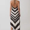 Hope Satin Halter Midi Dress – Black/White Hope Satin Halter Midi Dress – Black/White