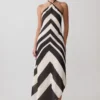 Hope Satin Halter Midi Dress – Black/White Hope Satin Halter Midi Dress – Black/White
