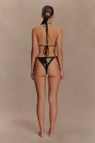 Huntleigh Crochet Bikini Bottom – Black & Gold Sunshine Print