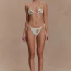 Huntleigh Crochet Bikini Bottom – White & Gold Sunshine Print