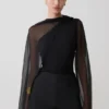 Ida Sheer Asymmetrical Long Sleeve Cape – Black Ida Sheer Asymmetrical Long Sleeve Cape – Black