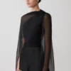 Ida Sheer Asymmetrical Long Sleeve Cape – Black Ida Sheer Asymmetrical Long Sleeve Cape – Black