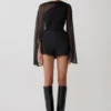 Ida Sheer Asymmetrical Long Sleeve Cape – Black Ida Sheer Asymmetrical Long Sleeve Cape – Black