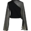 Ida Sheer Asymmetrical Long Sleeve Cape – Black Ida Sheer Asymmetrical Long Sleeve Cape – Black