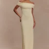 Imogen Off Shoulder Slinky Maxi Dress – Lemon