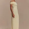 Imogen Off Shoulder Slinky Maxi Dress – Lemon