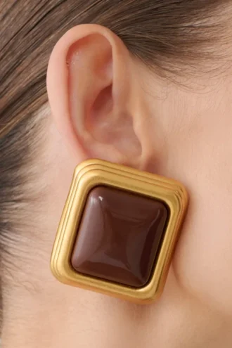 Inaya Square Stud Earring – Gold