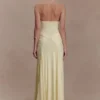 Indira Gathered Slinky Halter Maxi Dress – Lemon Indira Gathered Slinky Halter Maxi Dress – Lemon