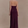 Indira Gathered Slinky Halter Maxi Dress – Mahogany Indira Gathered Slinky Halter Maxi Dress – Mahogany