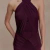 Indira Gathered Slinky Halter Maxi Dress – Mahogany Indira Gathered Slinky Halter Maxi Dress – Mahogany