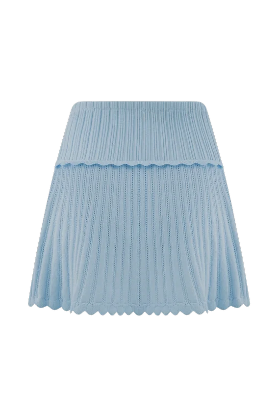 Indy Pointelle Knit Mini Skirt – Cornflower Blue Indy Pointelle Knit Mini Skirt – Cornflower Blue