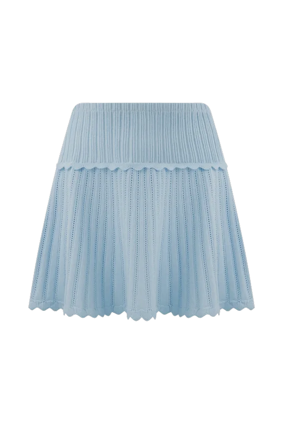 Indy Pointelle Knit Mini Skirt – Cornflower Blue Indy Pointelle Knit Mini Skirt – Cornflower Blue