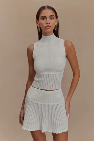 Indy Pointelle Knit Top – Ivory