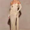 Ingrid Metallic Knit Maxi Dress – Bronze
