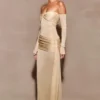 Ingrid Metallic Knit Maxi Dress – Bronze