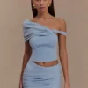 Irene Gathered Knit Top – Blue