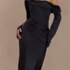 Iris Long Sleeve Satin Maxi Dress – Black Iris Long Sleeve Satin Maxi Dress – Black