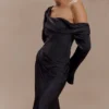 Iris Long Sleeve Satin Maxi Dress – Black Iris Long Sleeve Satin Maxi Dress – Black