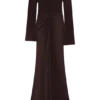 Iris Long Sleeve Satin Maxi Dress – Dark Chocolate