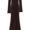 Iris Long Sleeve Satin Maxi Dress – Dark Chocolate