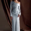 Iris Long Sleeve Satin Maxi Dress – Frosted Blue Iris Long Sleeve Satin Maxi Dress – Frosted Blue