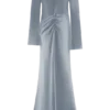 Iris Long Sleeve Satin Maxi Dress – Frosted Blue Iris Long Sleeve Satin Maxi Dress – Frosted Blue