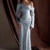 Iris Long Sleeve Satin Maxi Dress – Frosted Blue Iris Long Sleeve Satin Maxi Dress – Frosted Blue
