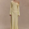 Iris Long Sleeve Satin Maxi Dress – Lemon Iris Long Sleeve Satin Maxi Dress – Lemon