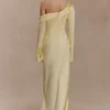 Iris Long Sleeve Satin Maxi Dress – Lemon Iris Long Sleeve Satin Maxi Dress – Lemon