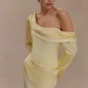 Iris Long Sleeve Satin Maxi Dress – Lemon Iris Long Sleeve Satin Maxi Dress – Lemon