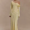 Iris Long Sleeve Satin Maxi Dress – Lemon Iris Long Sleeve Satin Maxi Dress – Lemon