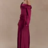 Iris Long Sleeve Satin Maxi Dress – Mahogany