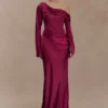 Iris Long Sleeve Satin Maxi Dress – Mahogany