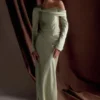 Iris Long Sleeve Satin Maxi Dress – Sage