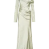 Iris Long Sleeve Satin Maxi Dress – Sage