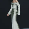 Iris Long Sleeve Satin Maxi Dress – Sage