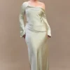 Iris Long Sleeve Satin Maxi Dress – Sage