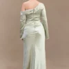 Iris Long Sleeve Satin Maxi Dress – Sage