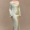 Iris Long Sleeve Satin Maxi Dress – Sage