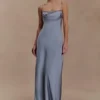 Isadora Lace & Satin Maxi Dress – Frosted Blue Isadora Lace & Satin Maxi Dress – Frosted Blue