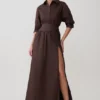 Isolde Long Sleeve Cotton Maxi Dress – Dark Chocolate Isolde Long Sleeve Cotton Maxi Dress – Dark Chocolate