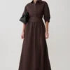 Isolde Long Sleeve Cotton Maxi Dress – Dark Chocolate Isolde Long Sleeve Cotton Maxi Dress – Dark Chocolate