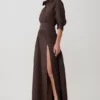Isolde Long Sleeve Cotton Maxi Dress – Dark Chocolate Isolde Long Sleeve Cotton Maxi Dress – Dark Chocolate