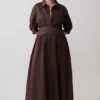 Isolde Long Sleeve Cotton Maxi Dress – Dark Chocolate Isolde Long Sleeve Cotton Maxi Dress – Dark Chocolate