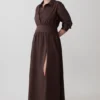 Isolde Long Sleeve Cotton Maxi Dress – Dark Chocolate Isolde Long Sleeve Cotton Maxi Dress – Dark Chocolate