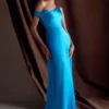 Jacinta One Shoulder Maxi Dress – Cyan Blue