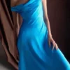 Jacinta One Shoulder Maxi Dress – Cyan Blue