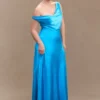 Jacinta One Shoulder Maxi Dress – Cyan Blue