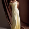 Jacinta One Shoulder Maxi Dress – Pastel Lemon