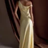 Jacinta One Shoulder Maxi Dress – Pastel Lemon